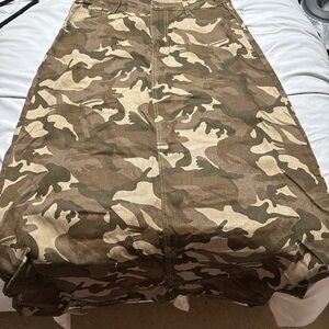SHEIN Camouflage Maxi Skirt - Brown and Tan